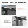 Pergola s vysúvacou strechou 10'×10' hliníková sivá so slnečnou clonou