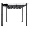 Pergola s vysúvacou strechou 10'×10' hliníková sivá so slnečnou clonou