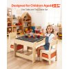 Detský stôl s 2 stoličkami, drevený, úložný priestor a látkové boxy