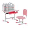 Detský písací stôl so stoličkou, nastaviteľný, polica, zásuvka, ružová