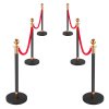 Súprava 6 stĺpikov s 4 červenými zamatovými lanami, nerezové podstavce