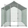 Kovový kurín vstupný 6.56×6.56×6.56ft, s krytom a zámkom, na dvor/farmu
