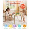 Montessori aktívny stôl 13 v 1, drevený, pre deti 6–36 mesiacov