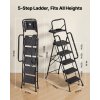 Skladací 5-stupňový schodík, nosnosť 272 kg, protišmykové stupne