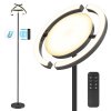 FIMEI PY-F1205 LED Floor Lamp, Central Upward Light, 3000K-6000K Color Temperature, Stepless Dimming, Remote Control/Touch Control, for Living Room - Black