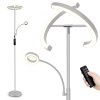 FIMEI MF18813 Floor Lamp with Reading Light, Eye Protection, 4 Color Temperatures, Infinite Dimmable, Touch Control & Remote Control, for Living Room, Office, Bedroom - Grey