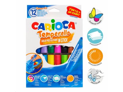 Carioca temperové farby v tyčinke, 12 ks