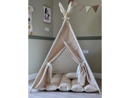 Teepee stan set Vaflový - Béžovo/Krémový