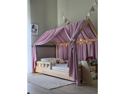 Baldachýn na domčekovú posteľ z mušelínu – Svetlo Fialová