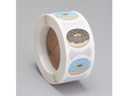 Samolepky průměr 25mm cca 500 kusů v roli - donut
