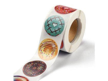 Samolepky kotouč cca 500 kusů v roli - donut