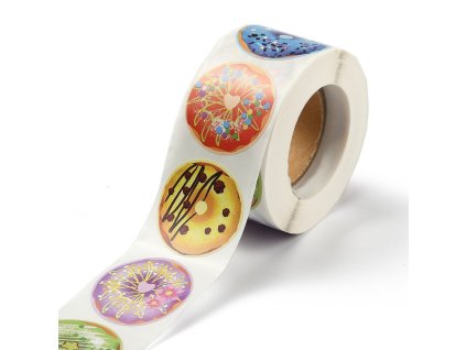 Samolepky kotouč cca 500 kusů v roli - donut