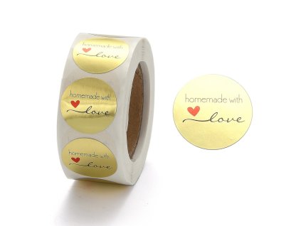 Samolepky kotouč cca 500 kusů v roli - Handmade with Love