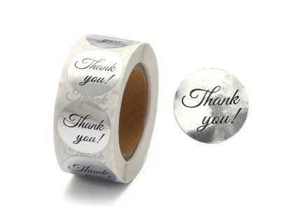Samolepky srdíčka kotouč cca 500 kusů v roli - Thank you