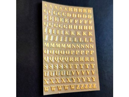 Kovové samolepky ze slitiny, malá písmena A-Z, zlaté