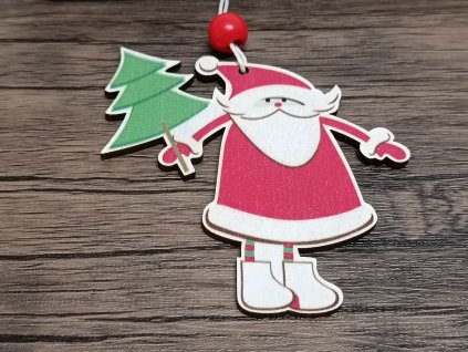 Santa se stromečkem - dřevěná vánoční dekorace
