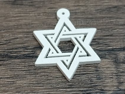 Davidova hvězda bílá - dřevěná vánoční dekorace
