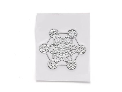 Ezoterická mosazná samolepka - Metatron, stříbrná