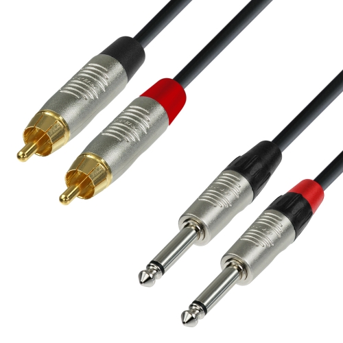 Adam Hall Cables K4 TPC 0300 - Audiokabel REAN 2 x Cinch male auf 2 x 6,3 mm Kli