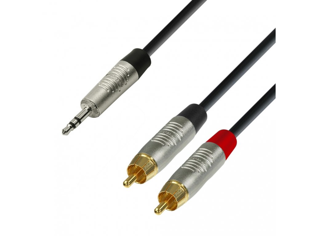 Adam Hall Cables K4 YWCC 0300 - Audiokabel REAN 3,5 mm Klinke stereo auf 2 x Cin