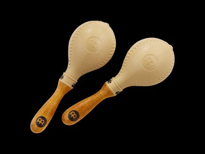 MEINL MARACAS, PLASTIK, PAIR WITH WOODEN CLUTCH, BEIGE