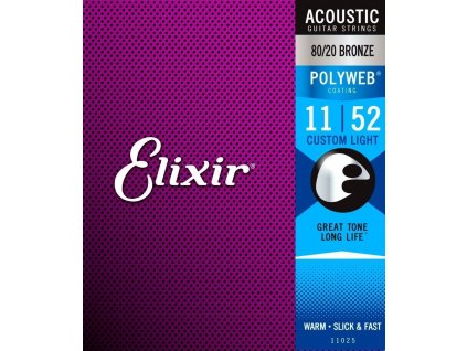 Elixir 11025 Polyweb 80/20 Bronze with Anti-Rust Plain Steels