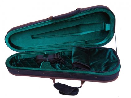 Short, extra-light violin case made of high-densityfoam, green interior