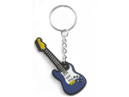 Musician Designer Music Key Chain Electric Guitar Blue