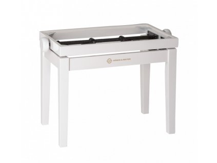 K&M 13711 Piano bench - wooden-frame white glossy finish