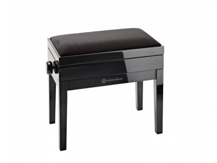 K&M 13950 Piano bench with sheet music storage bench black glossy finish, seat b