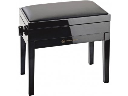 K&M 13951 Piano bench with sheet music storage bench black glossy finish, seat b