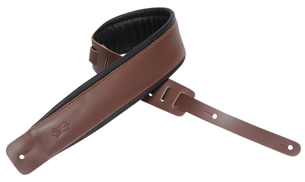 Levys DM1PD Padded Leather Guitar Strap, Brown