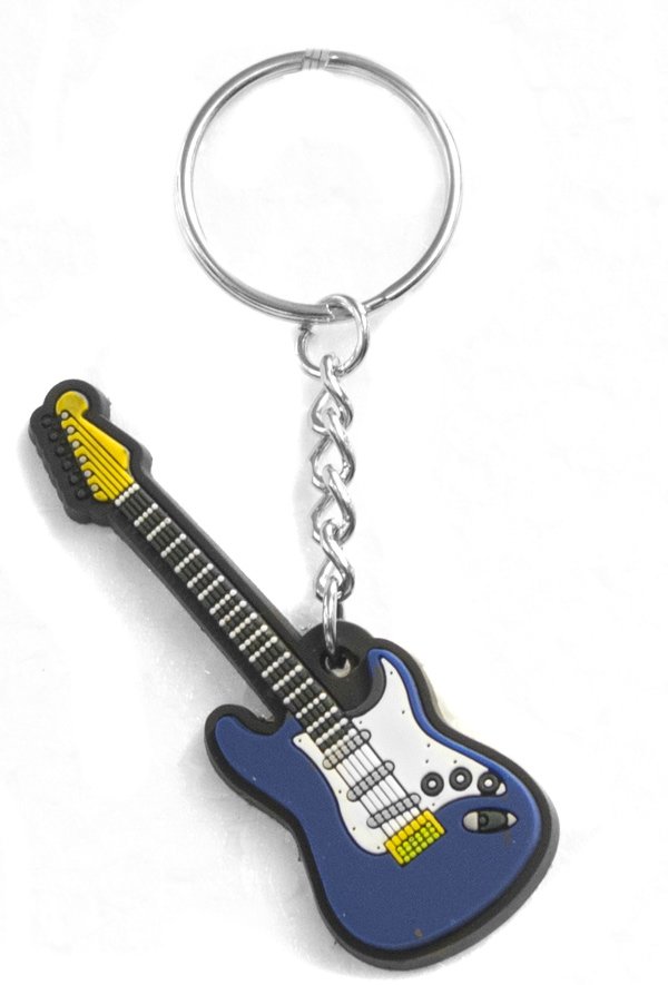 Musician Designer Music Key Chain Electric Guitar Blue