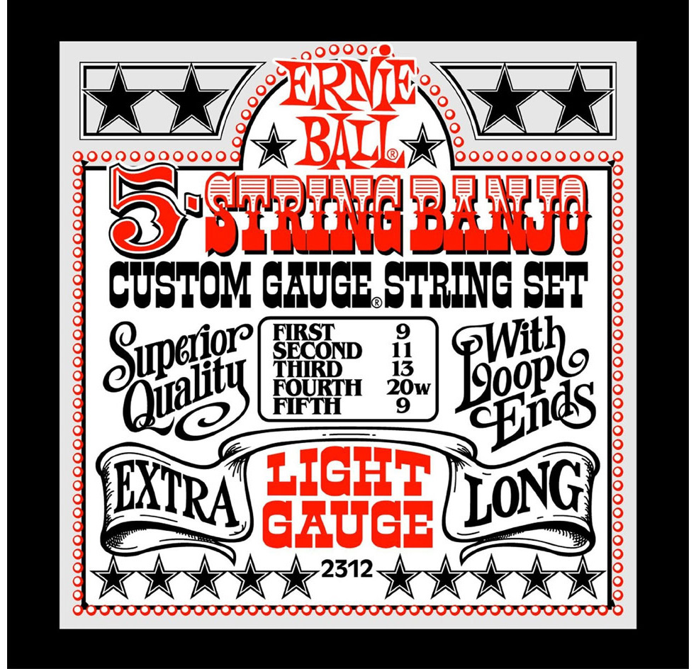 Ernie Ball Light 5-String Loop End Stainless Steel Banjo Guitar Strings