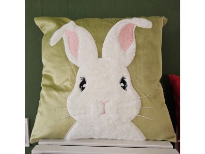 Vyšívaná obliečka na vankúš BUNNY EMERALD