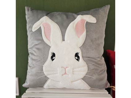 Vyšívaná obliečka na vankúš BUNNY GREY