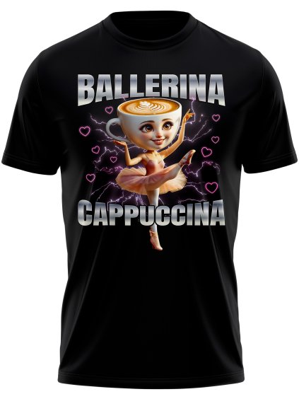 Tričko Ballerina Cappuccina Italian brainrot merch | Mememerch.cz