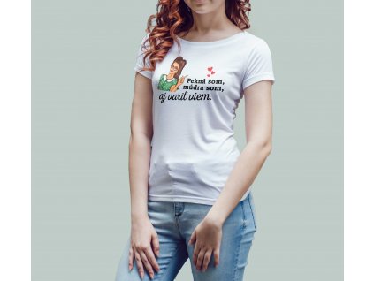 Dámske tričko mockup varit biele