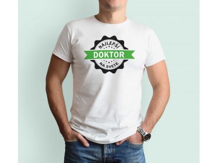 Pánske tričko mockup najlepsi doktor biele