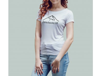 Dámske tričko mockup gerlachovsky stit 2 zenske biele