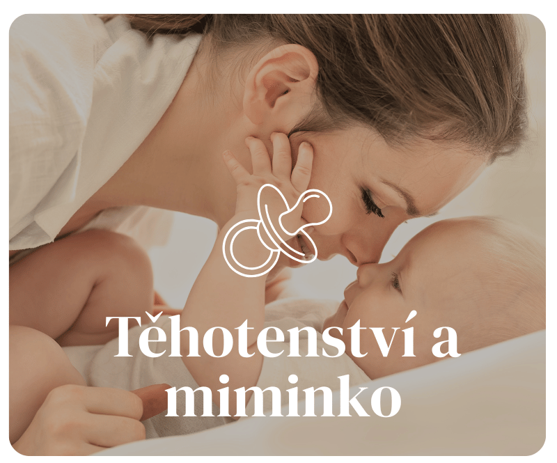 Banner kategorie Těhotenství a miminko – digitální produkty, milníkové kartičky a hry pro nastávající rodiče.
