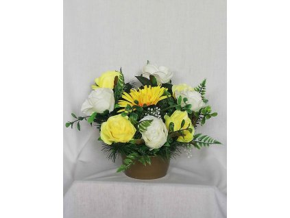 0084 Ikebana ruža biela a žltá