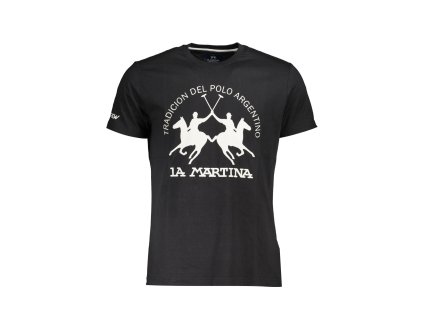 LA MARTINA BLACK MAN SHORT SLEEVE T-SHIRT