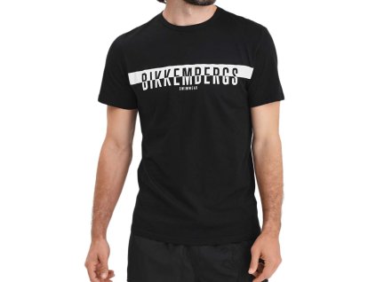 t shirt bikkembergs uomo nera black shirt man cotton original HALF LOGO world bkk2mts03 f