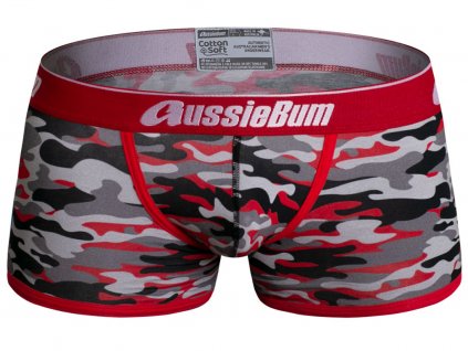 Boxerky AussieBum CottonSoft Camo Red Hipster2