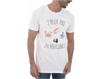 Pánské triko s krátkým rukávem Les Tricolores J'PEUX PAS J'AI BOUILLABAISSE bílý
