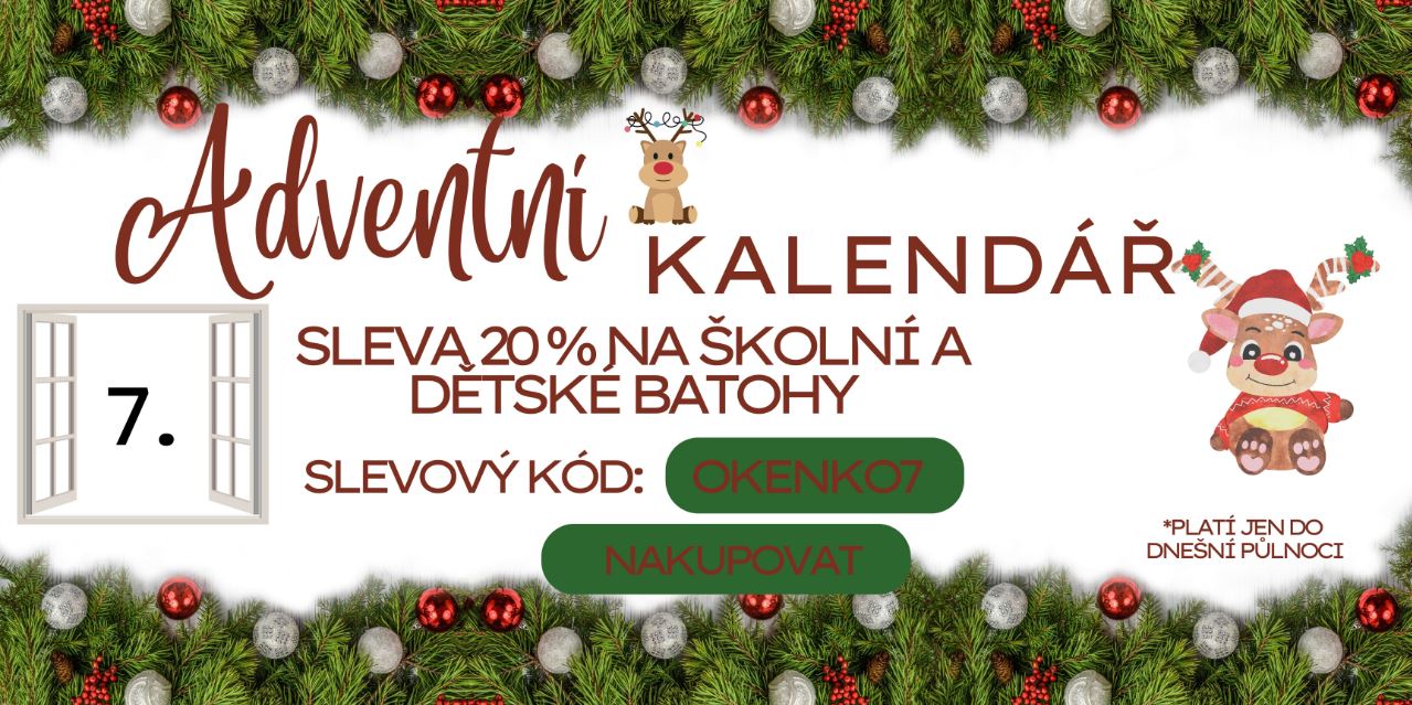 Otevíráme sedmé okénko adventního kalendáře - sleva 20 % na dětské a školní batohy
