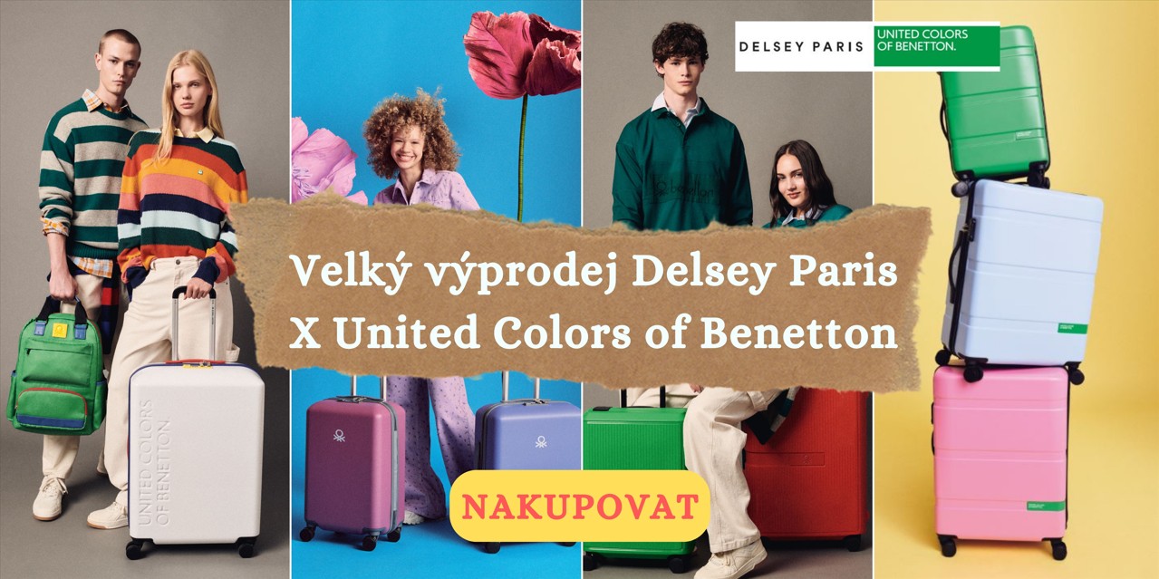 Velký výprodej cestovních kufrů a doplňků Delsey Paris X United Colors of Benetton