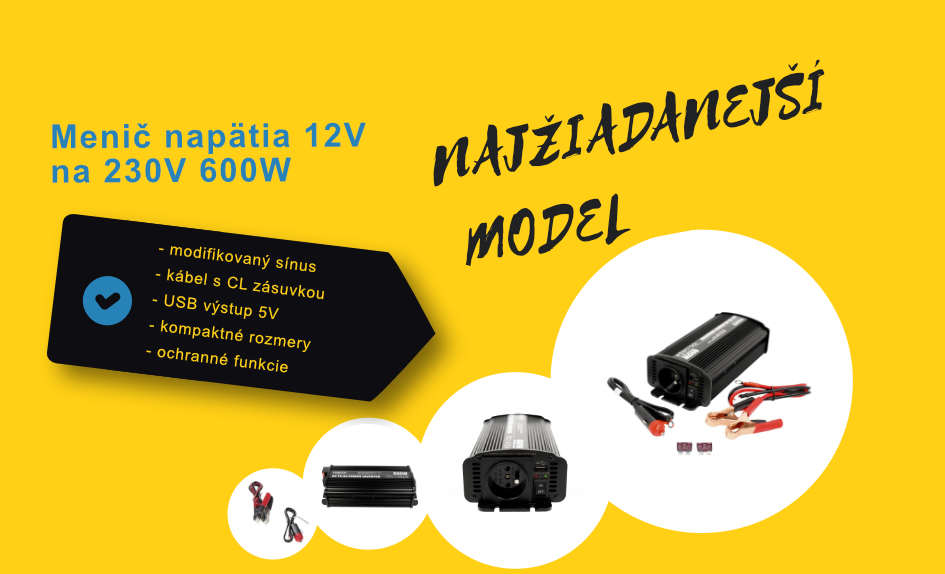TOP model: Menič napätia 12V na 230V, 600W