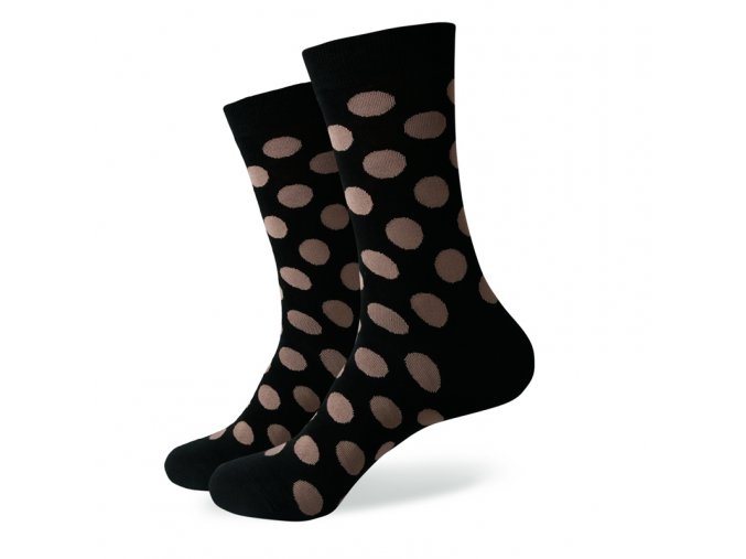 Čierne ponožky - veľké béžové bodky